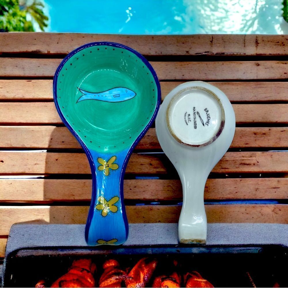 Brushes l Hand-painted l Spoon Holder l Kitchen Accessory l Outdoor BBQ l EUC